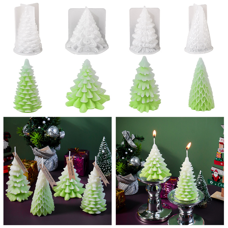 Holiday Candle Set - DIY Cone Christmas Tree Epoxy Silicone