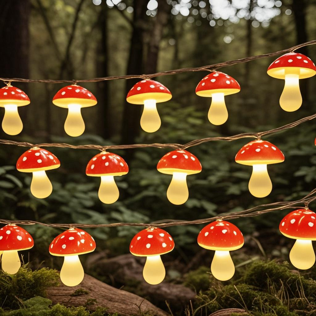 Led Fairy String Lights - Cute Red Mushroom LED String Lights,10/20/40