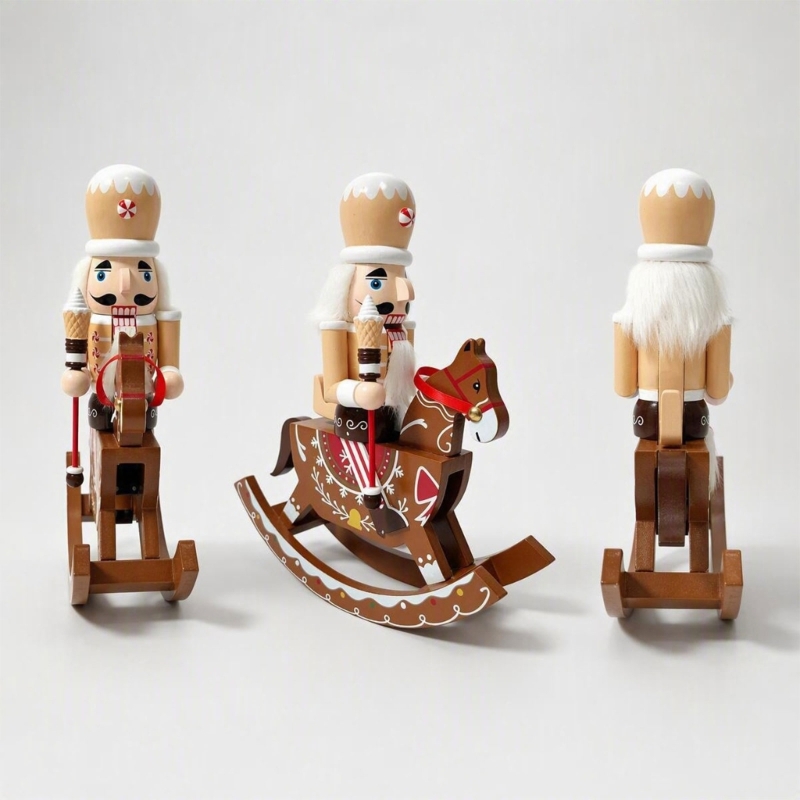 Nutcracker Figurine - Rocking Horse Nutcrackers Decoration with Warm