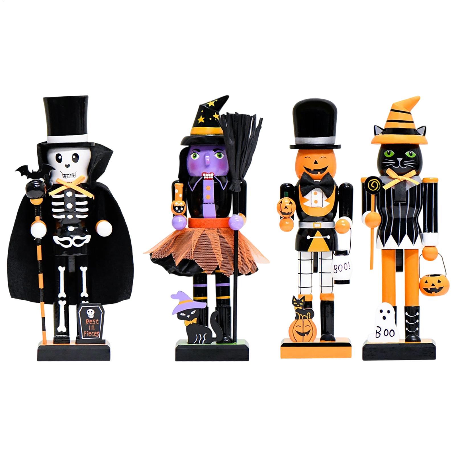 Nutcracker Figurine - Halloween Wooden Nutcracker Holiday Decor Skeleton
