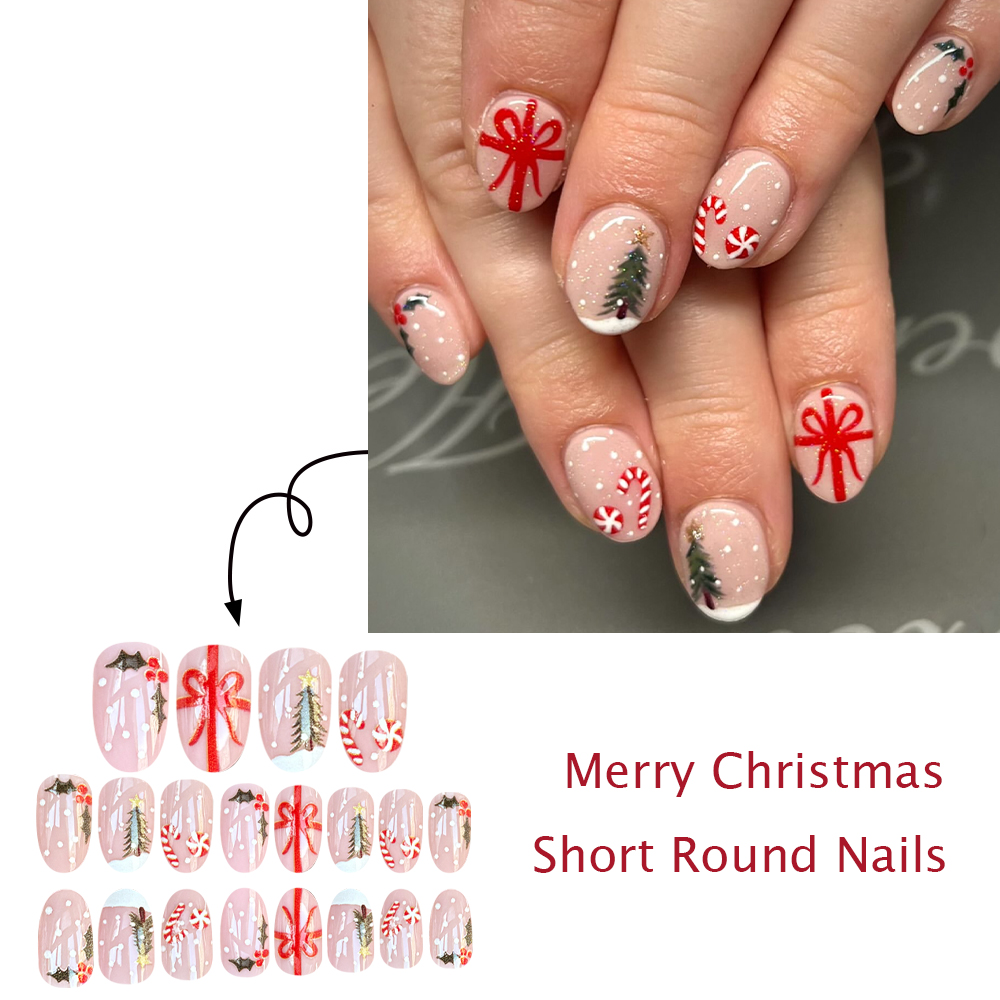 Short Round Press On Nails Chr - đánh giá và giá Christmas Tree Artificial
