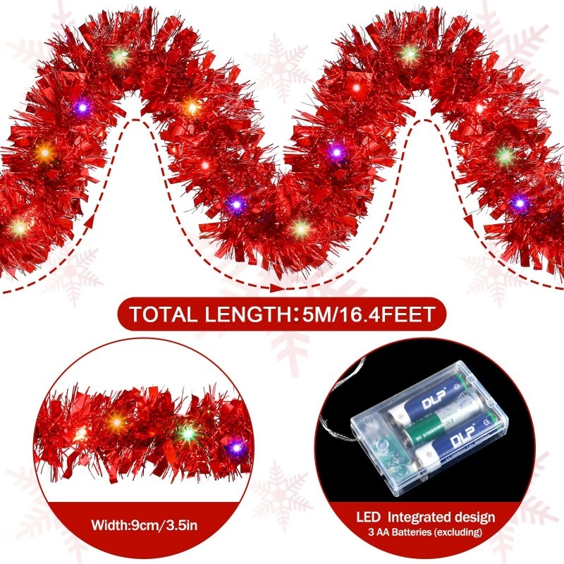 1PC 5M Christmas Tinsel Garlan - đánh giá và giá Tinsel Garland Decoration
